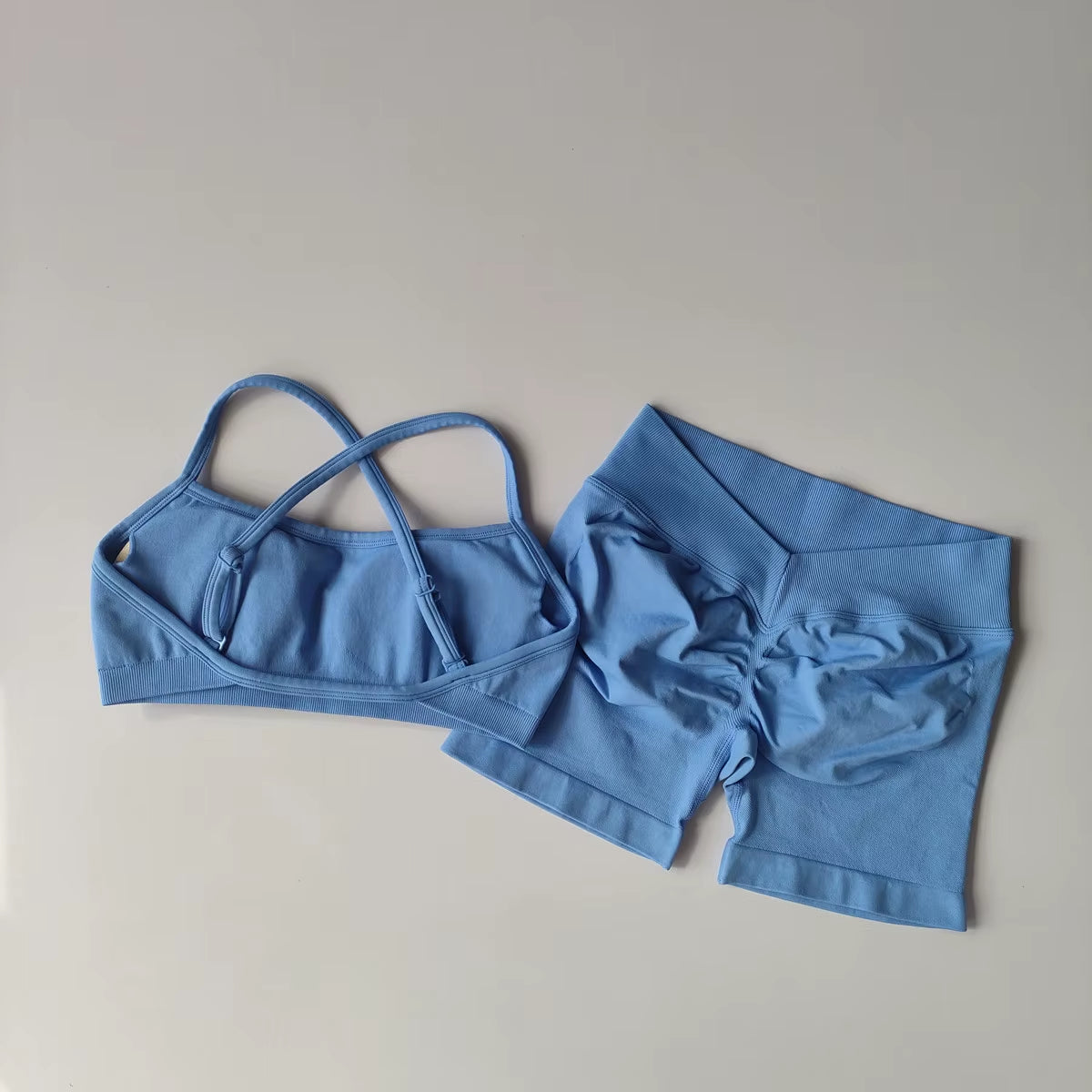 Women'S 2-Piece Yoga Suit Seamless Fitness Suit Gym Clothes Sports Bra Impact Shorts Set Workout Set Gym Outfit