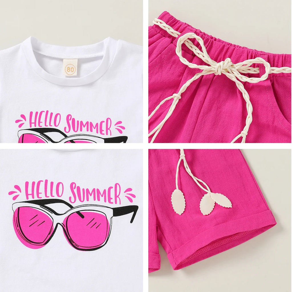 Baby Girl Summer Clothes Set Short Sleeve T-Shirt Shorts 2Pcs Outfits for 2-3T