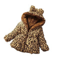 Winter Warmth Leopard Print Full Zip Hooded Soft Baby Girls Woolen Coat Kids Outfits Children Outerwear for 1-8 Years