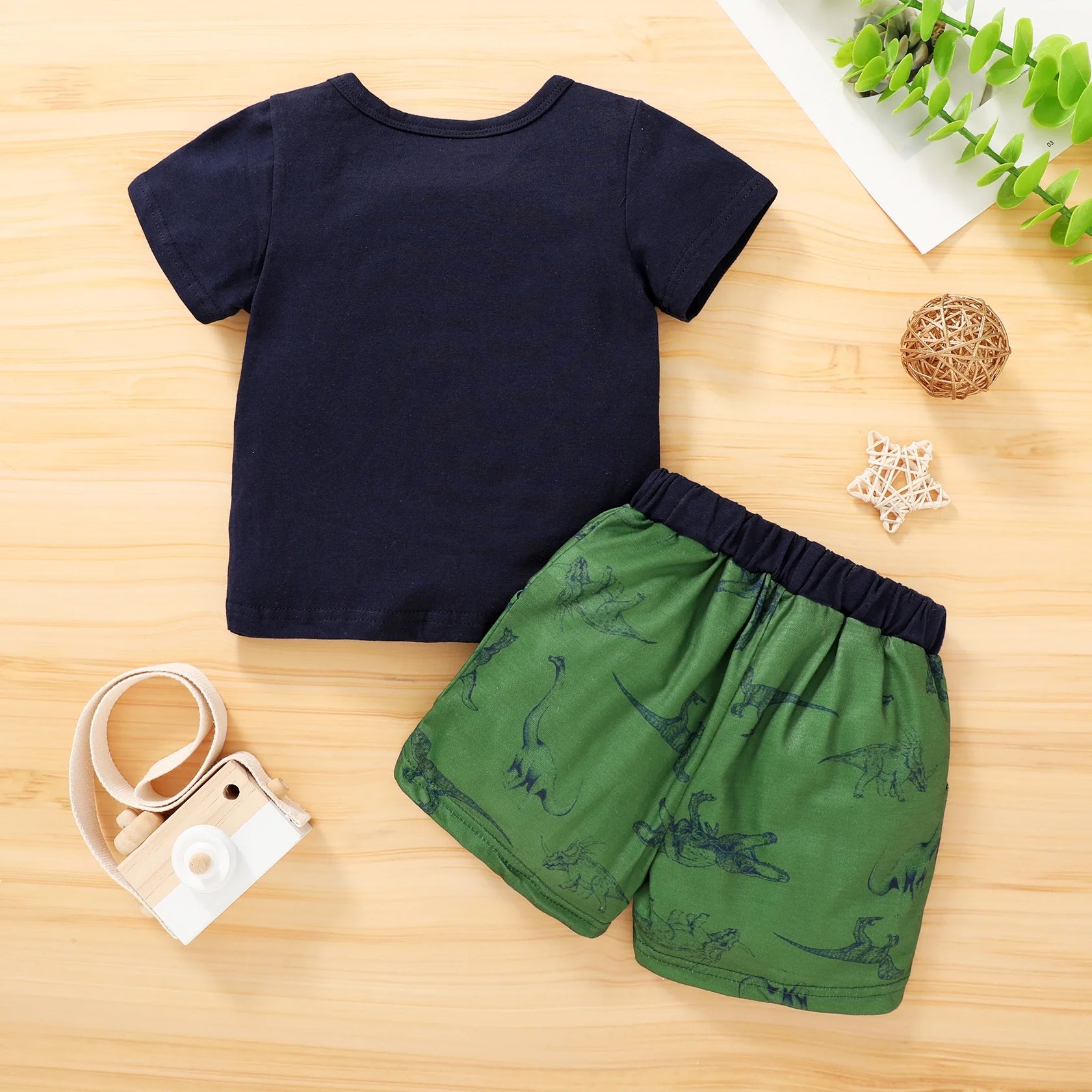 Baby Boy Summer Outfits Set Kid Dinosaur Short Sleeve T-Shirt Shorts Clothes Set for 5-6T