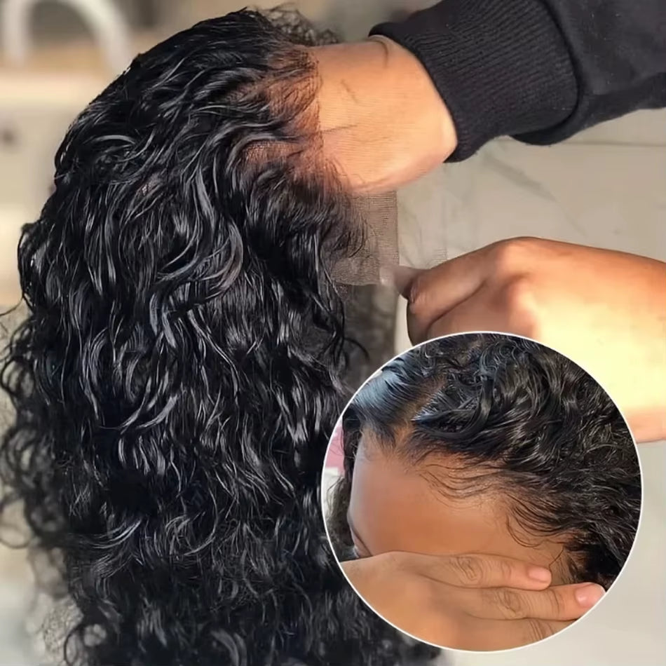 Water Wave Bob Wigs Human Hair Glueless Wig Lace Front 16Inch Malaysian Wear and Go Short Bob for Woman Wet and Wavy Cheap Wigs