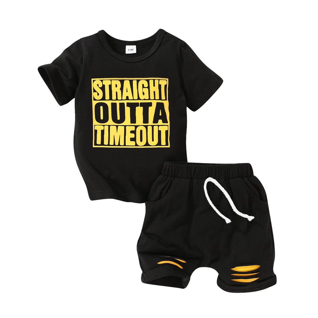 Toddler Baby Boy Summer Outfits Set Short Sleeve T-Shirt Shorts Clothes Set for 9-12 Months