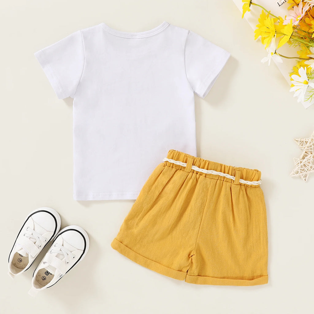 Baby Girl Summer Clothes Set Short Sleeve T-Shirt Shorts 2Pcs Outfits for 2-3T
