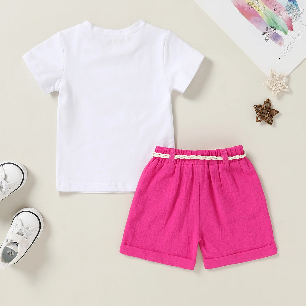 Baby Girl Summer Clothes Set Short Sleeve T-Shirt Shorts 2Pcs Outfits for 2-3T