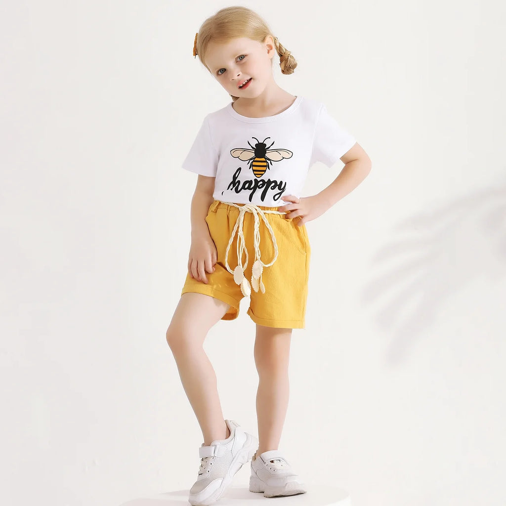 Baby Girl Summer Clothes Set Short Sleeve T-Shirt Shorts 2Pcs Outfits for 2-3T