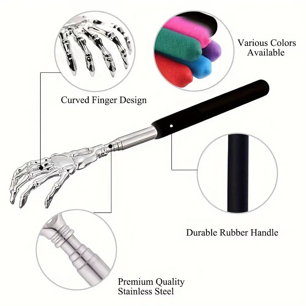 Portable Stainless Steel Telescopic Back Scratcher Extendable Scratcher Back Massager Tool for Blood Circulation Relax Health