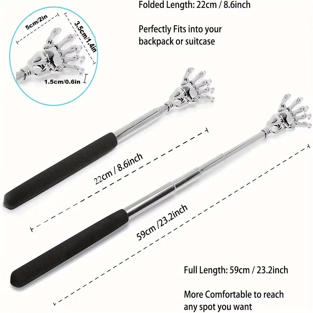 Portable Stainless Steel Telescopic Back Scratcher Extendable Scratcher Back Massager Tool for Blood Circulation Relax Health