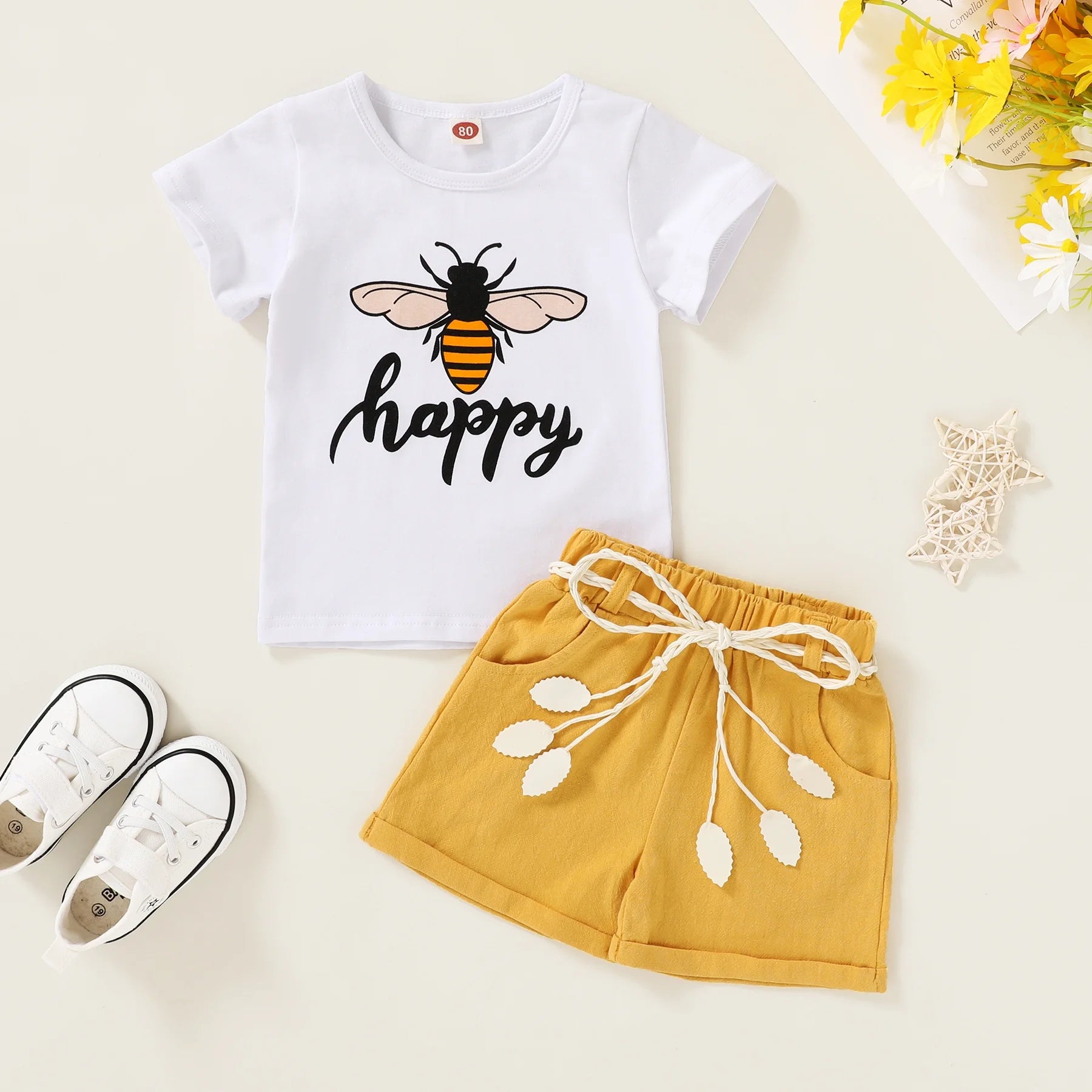 Baby Girl Summer Clothes Set Short Sleeve T-Shirt Shorts 2Pcs Outfits for 2-3T