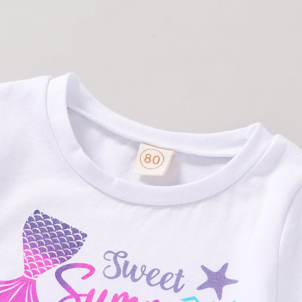 Baby Girl Summer Clothes Set Short Sleeve T-Shirt Shorts 2Pcs Outfits for 7-8T