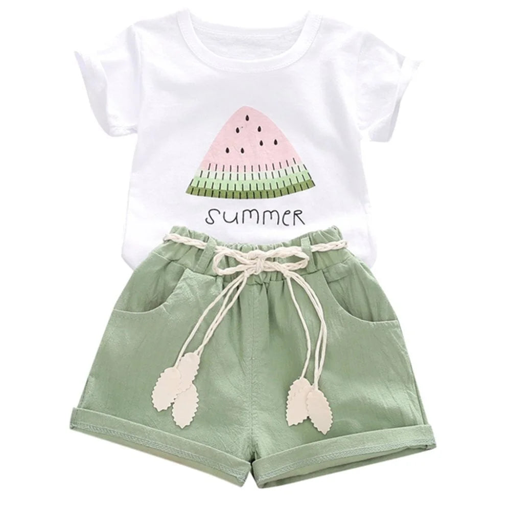 Baby Girl Summer Short Set Female Cute T-Shirt Shorts 2Pcs Clothes Outfits
