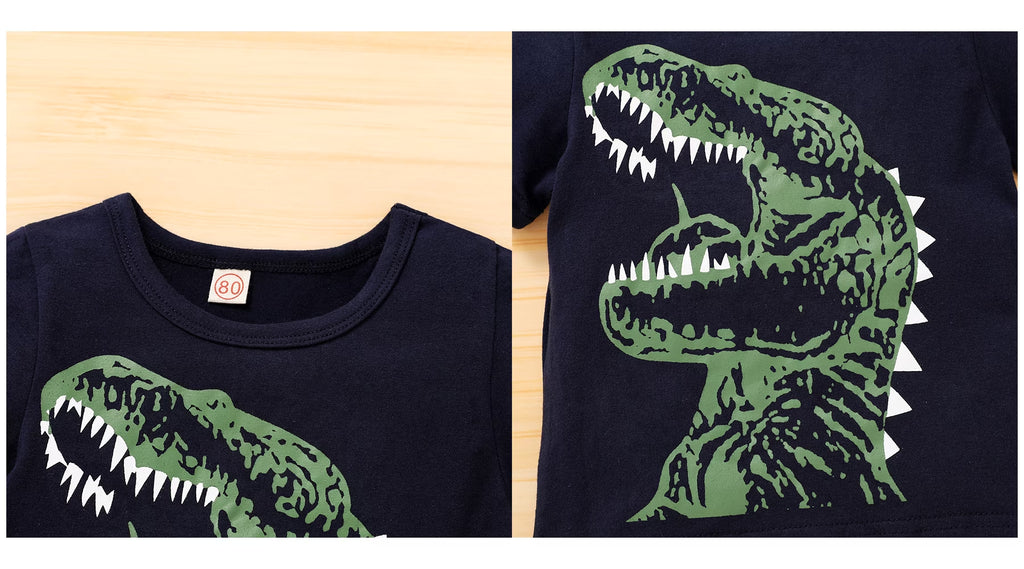 Baby Boy Summer Outfits Set Kid Dinosaur Short Sleeve T-Shirt Shorts Clothes Set for 5-6T