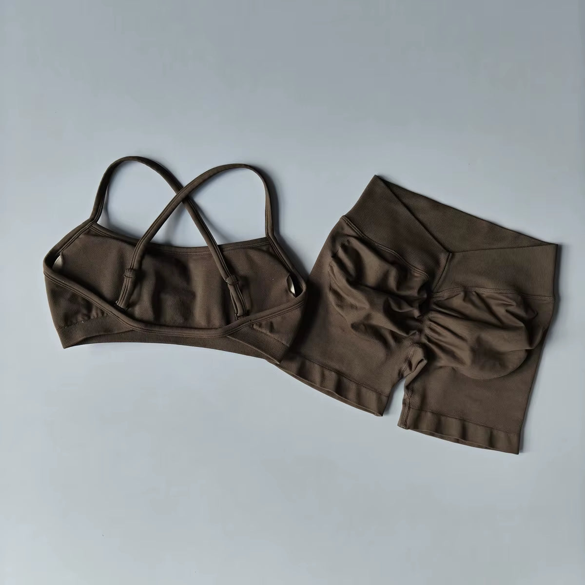 Women'S 2-Piece Yoga Suit Seamless Fitness Suit Gym Clothes Sports Bra Impact Shorts Set Workout Set Gym Outfit