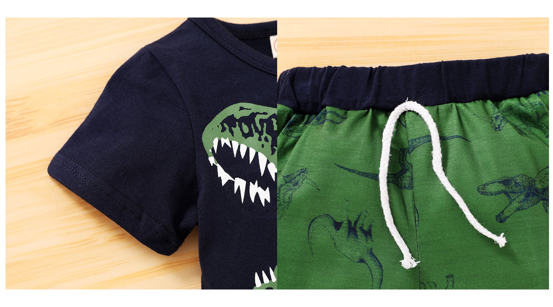 Baby Boy Summer Outfits Set Kid Dinosaur Short Sleeve T-Shirt Shorts Clothes Set for 5-6T