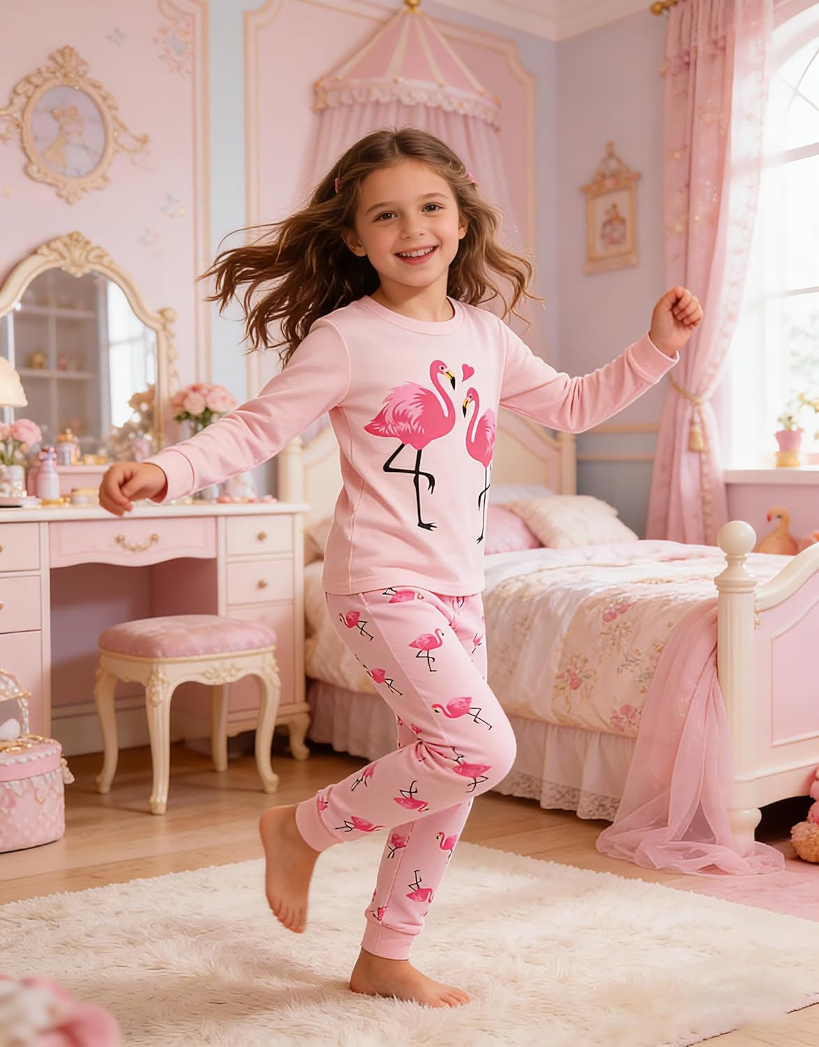 Little Girls Mermaid Pajamas 2 Piece Set 100% Cotton Sleepwear Toddler Clothes for Kids Baby Ladybug Style Pjs