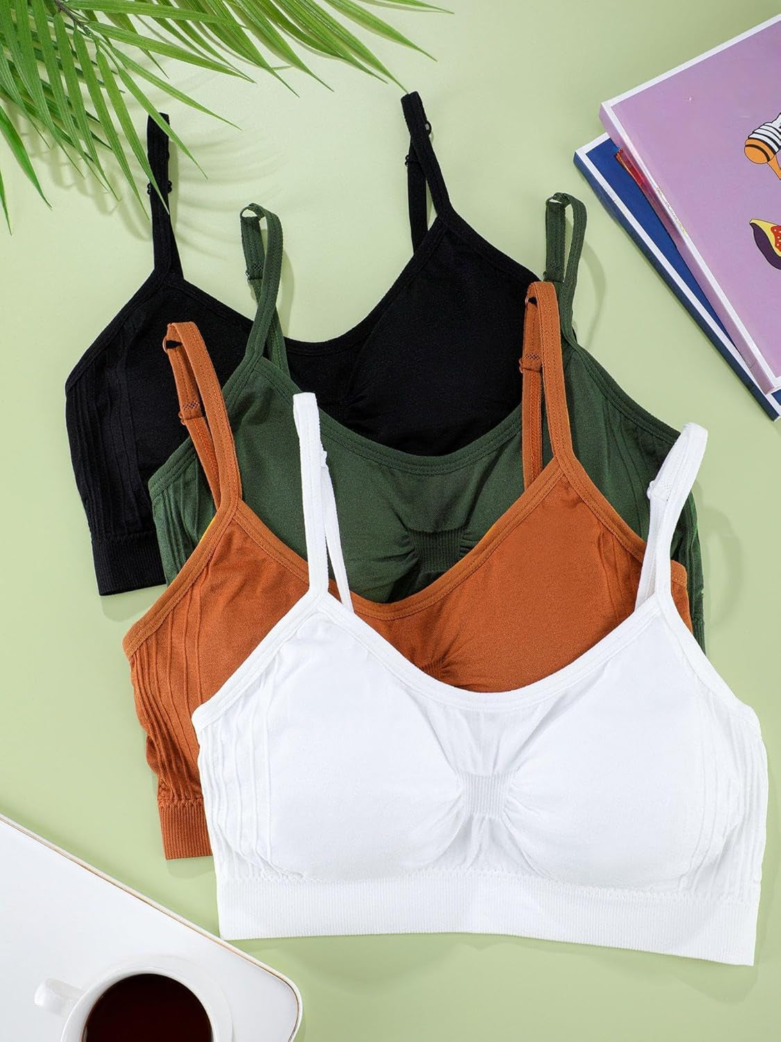 4/12 Pieces Bralette Neck Cami Bra Wireless Tank Top Sports Bra for Women