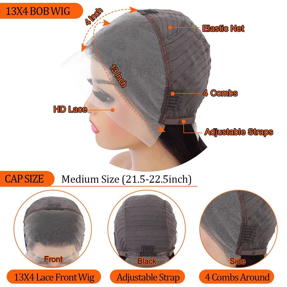 Water Wave Bob Wigs Human Hair Glueless Wig Lace Front 16Inch Malaysian Wear and Go Short Bob for Woman Wet and Wavy Cheap Wigs