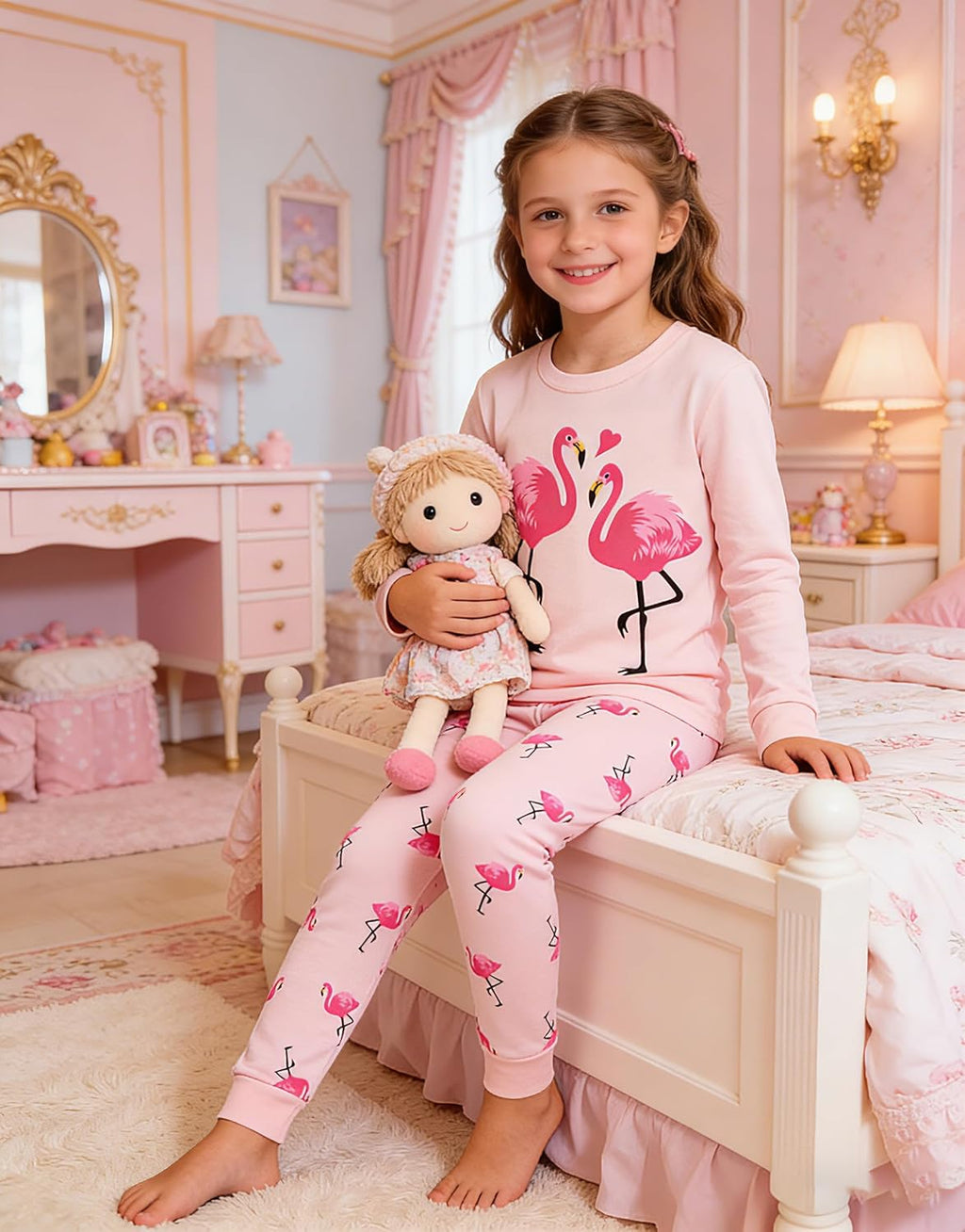 Little Girls Mermaid Pajamas 2 Piece Set 100% Cotton Sleepwear Toddler Clothes for Kids Baby Ladybug Style Pjs