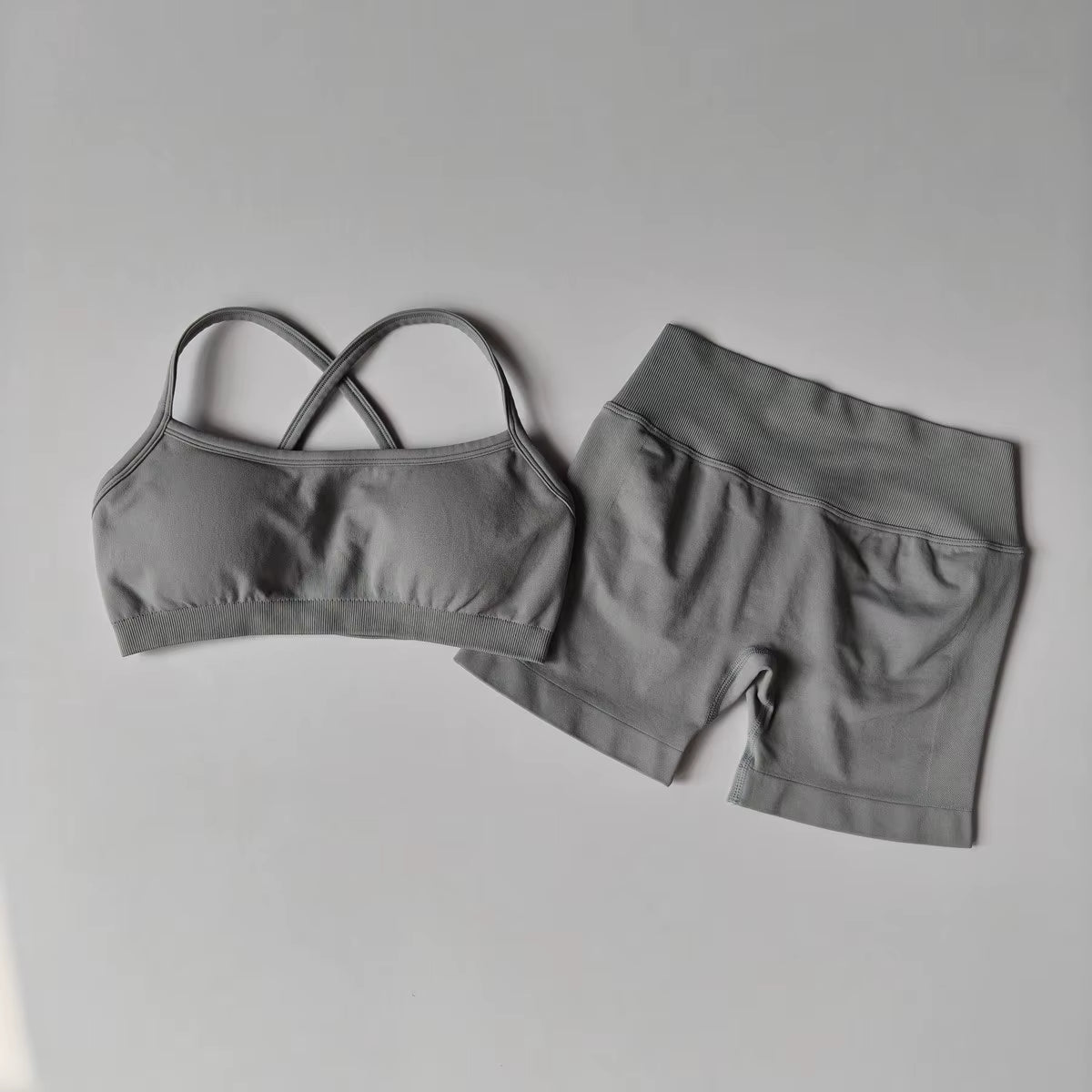 Women'S 2-Piece Yoga Suit Seamless Fitness Suit Gym Clothes Sports Bra Impact Shorts Set Workout Set Gym Outfit