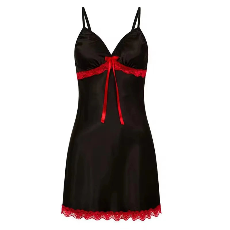Women sexy pajamas large size lace suspender nightgown sleeveless