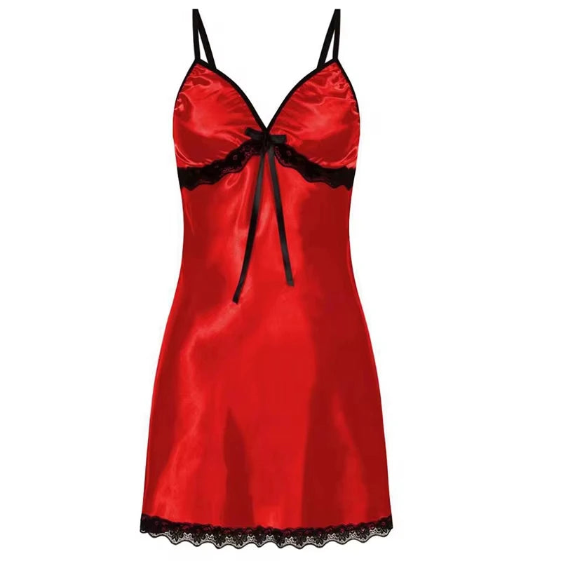 Women sexy pajamas large size lace suspender nightgown sleeveless