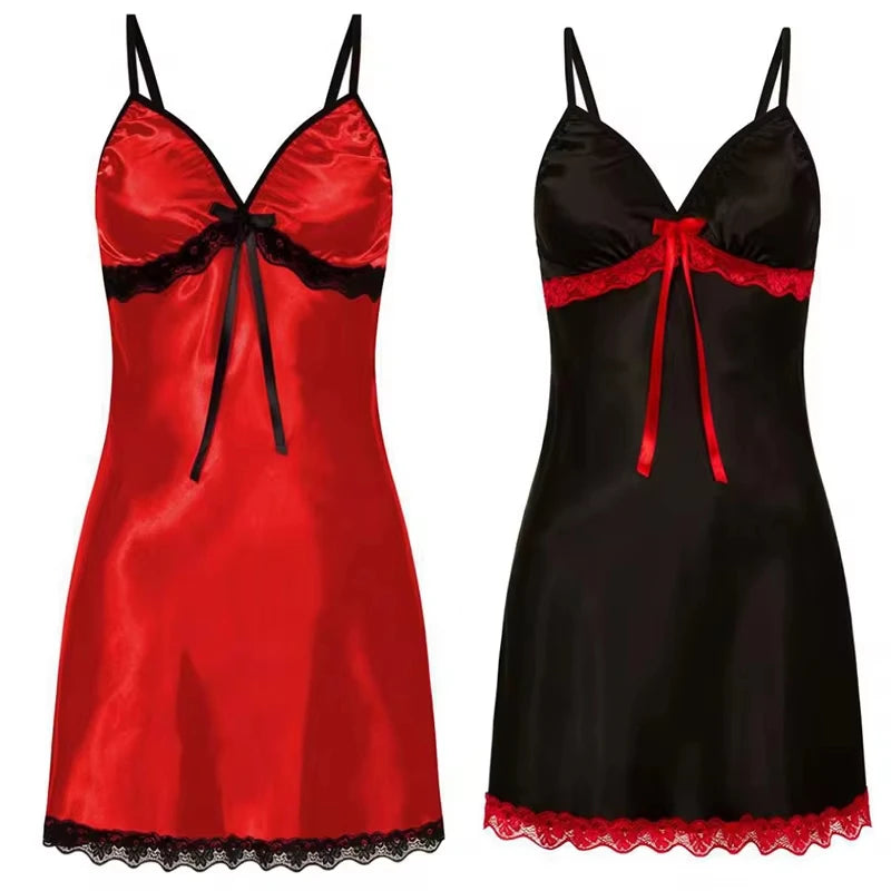 Women sexy pajamas large size lace suspender nightgown sleeveless
