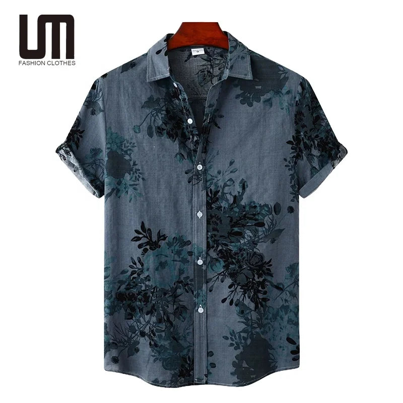Men's Hawaiian Shirt - Summer Short Sleeve Casual (Trendy Floral Printed Shirt, Beach Shirt for Men)