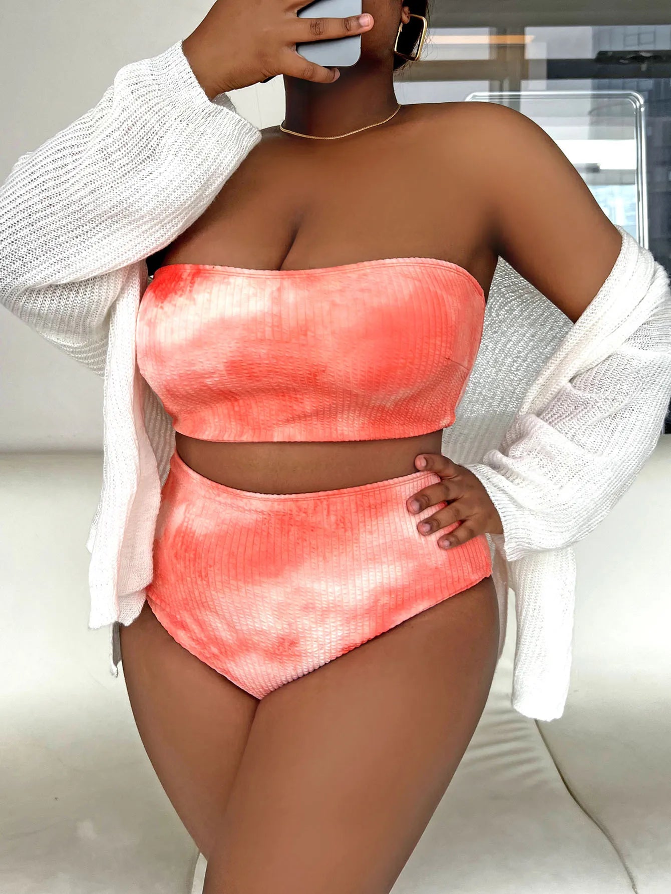 New Bikini Women Plus Size SwimSuit Sexy Scoop Neck High Waist Bathing Suit