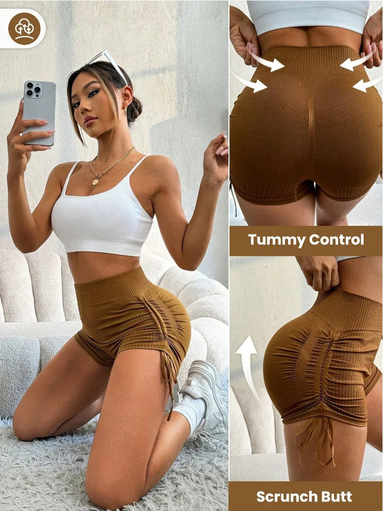 Women's Breathable Quick Dry Tummy Control Tight Yoga Shorts Stretch Hip Lifting Running Fitness Training Sports Shorts