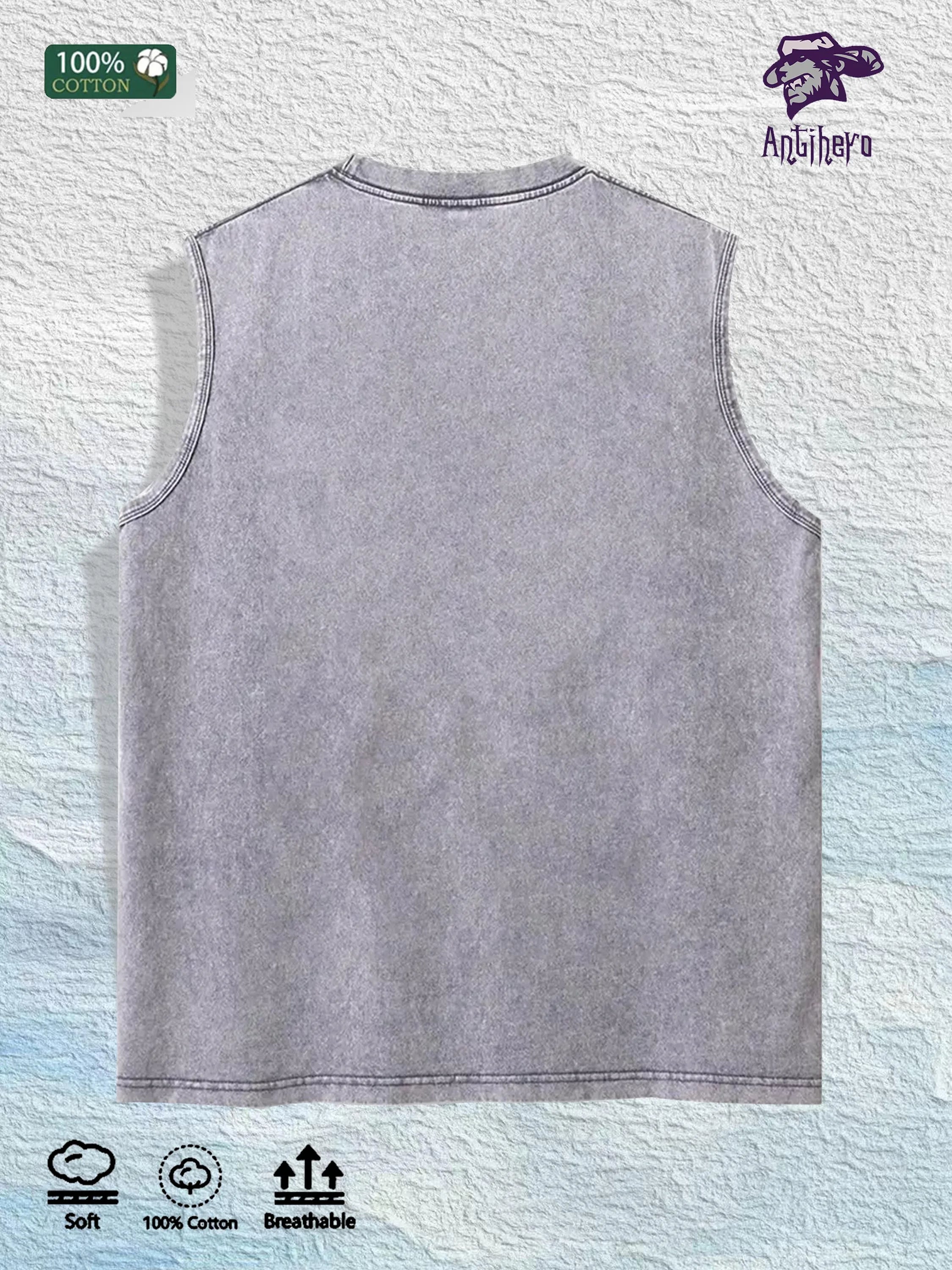 Glam Lips & Diamond Graphic Washed Vest US Warehouse 3 Colors Cotton Tank