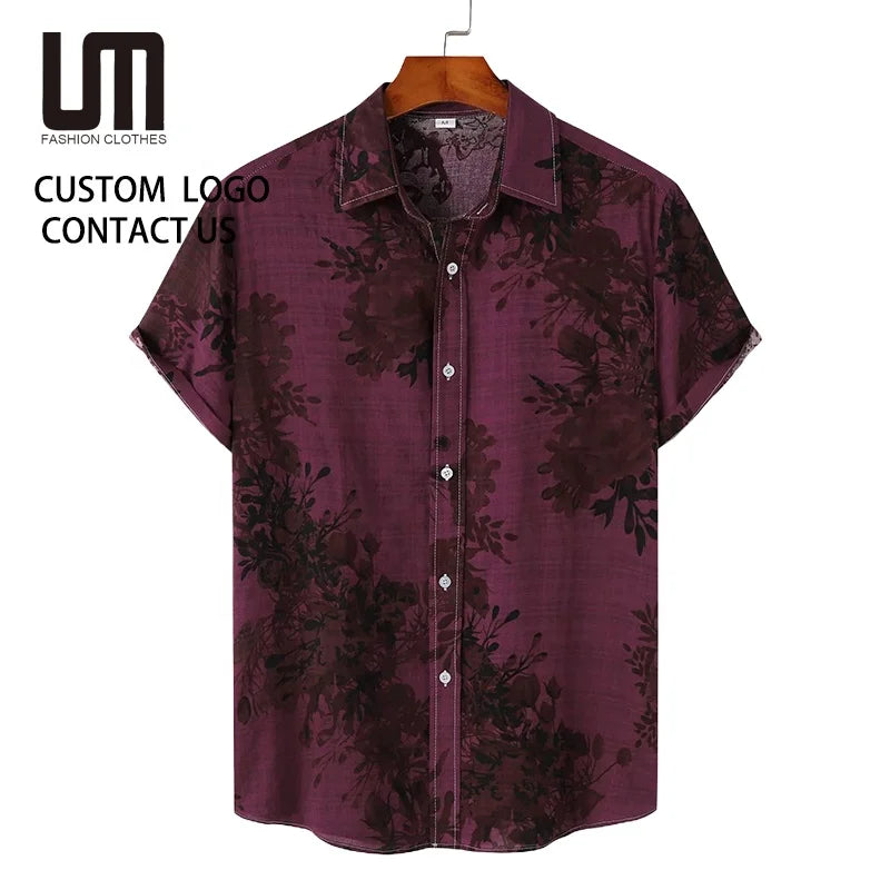 Men's Hawaiian Shirt - Summer Short Sleeve Casual (Trendy Floral Printed Shirt, Beach Shirt for Men)