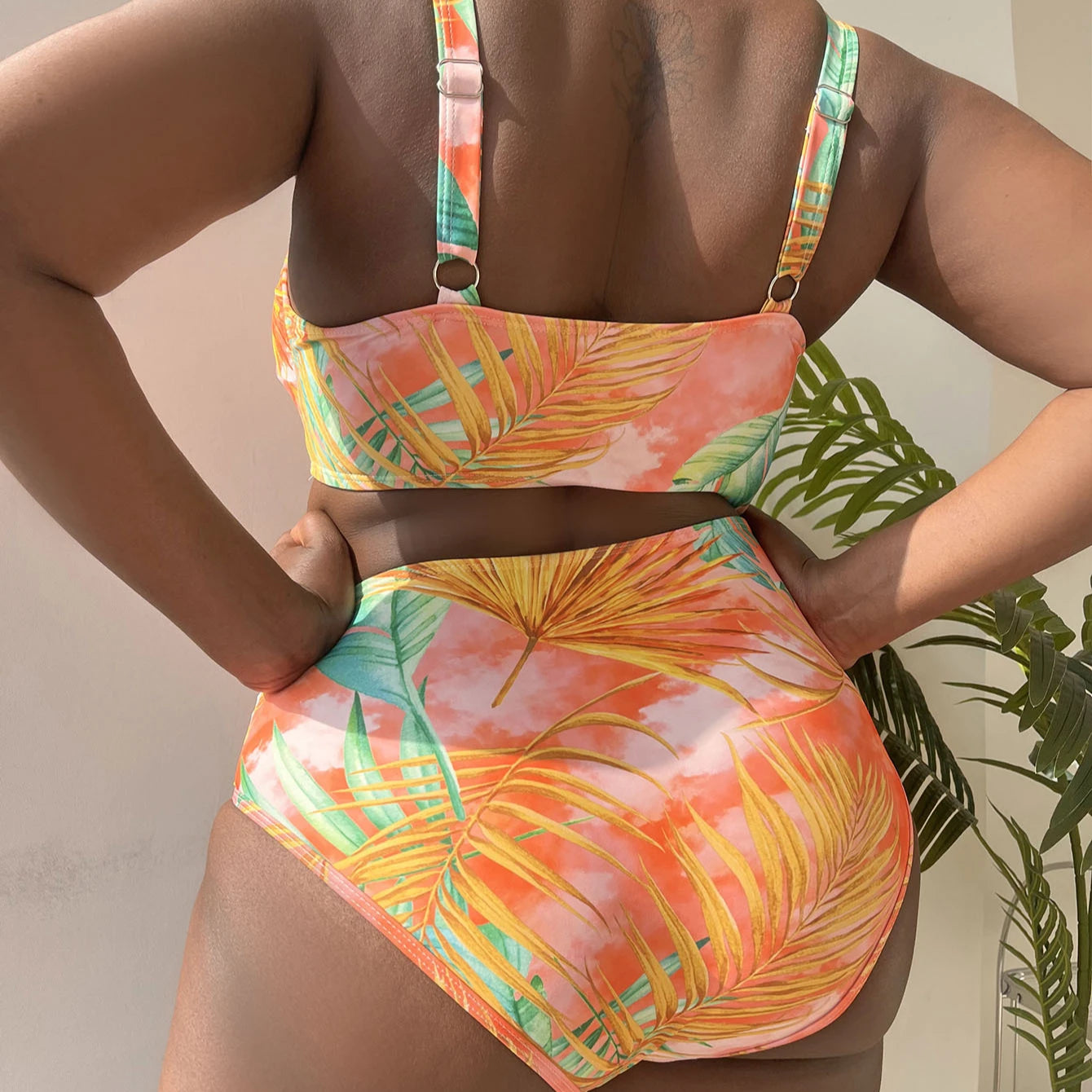 New Bikini Women Plus Size SwimSuit Sexy Scoop Neck High Waist Bathing Suit