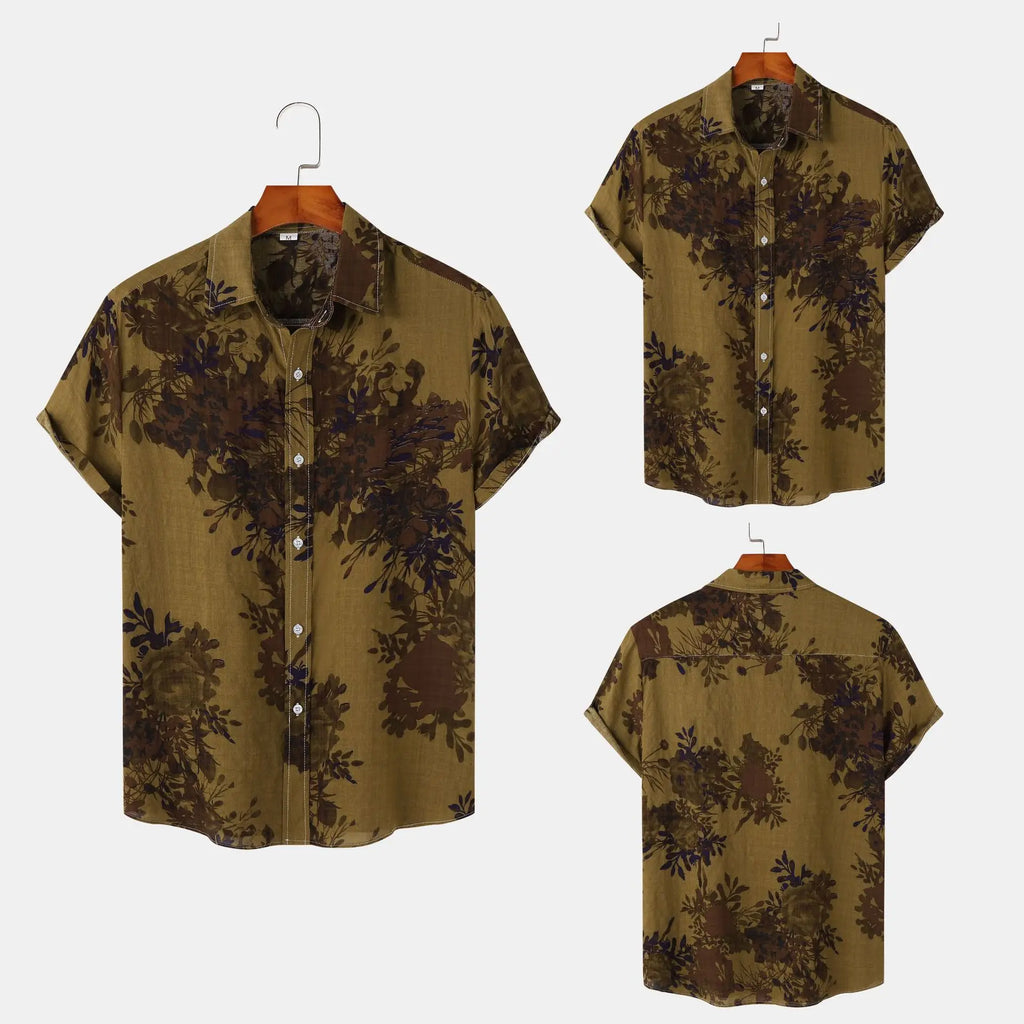 Men's Hawaiian Shirt - Summer Short Sleeve Casual (Trendy Floral Printed Shirt, Beach Shirt for Men)