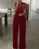 New Arrival Casual Fashion Slim Fit Waist Solid Color Diamond Beaded Plus Size Jumpsuits Elegant Jumpsuit Women