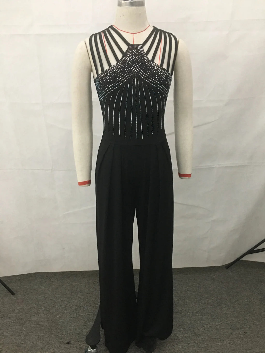 New Arrival Casual Fashion Slim Fit Waist Solid Color Diamond Beaded Plus Size Jumpsuits Elegant Jumpsuit Women
