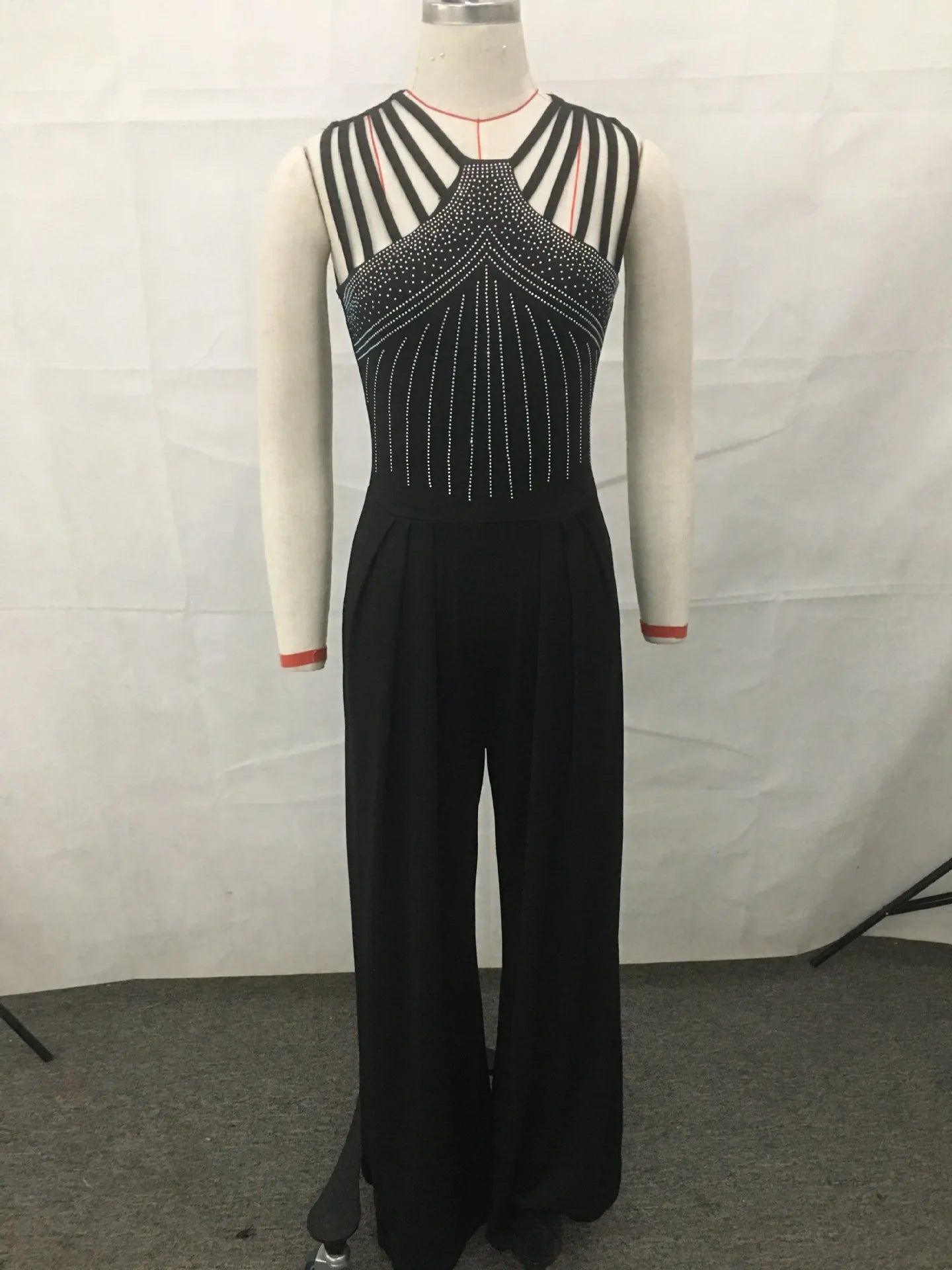 New Arrival Casual Fashion Slim Fit Waist Solid Color Diamond Beaded Plus Size Jumpsuits Elegant Jumpsuit Women