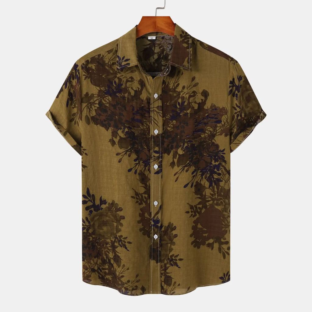 Men's Hawaiian Shirt - Summer Short Sleeve Casual (Trendy Floral Printed Shirt, Beach Shirt for Men)