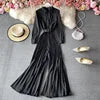 Elegant Slim Long Sleeve Jumpsuit Solid Color Pleated Long Jumpsuit