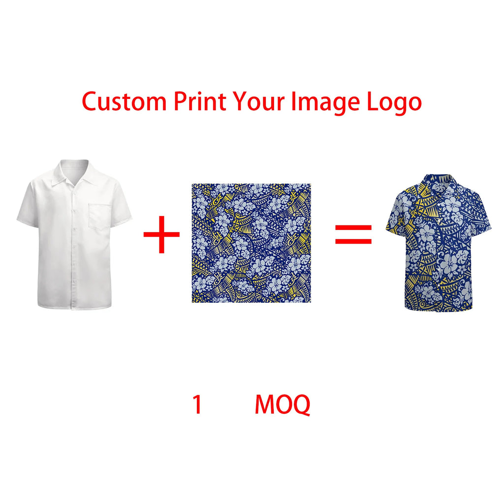 New Arrival Polynesian Tribal Design Men Print Shirt Custom Hawaiian Casual Beach Shirts