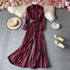 Elegant Slim Long Sleeve Jumpsuit Solid Color Pleated Long Jumpsuit