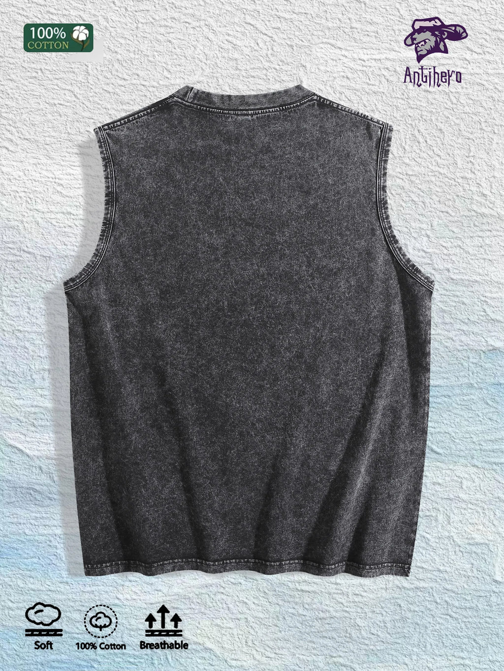 MUST BE STOPPED Graphic Washed Vest US Warehouse 3 Colors Cotton Tank