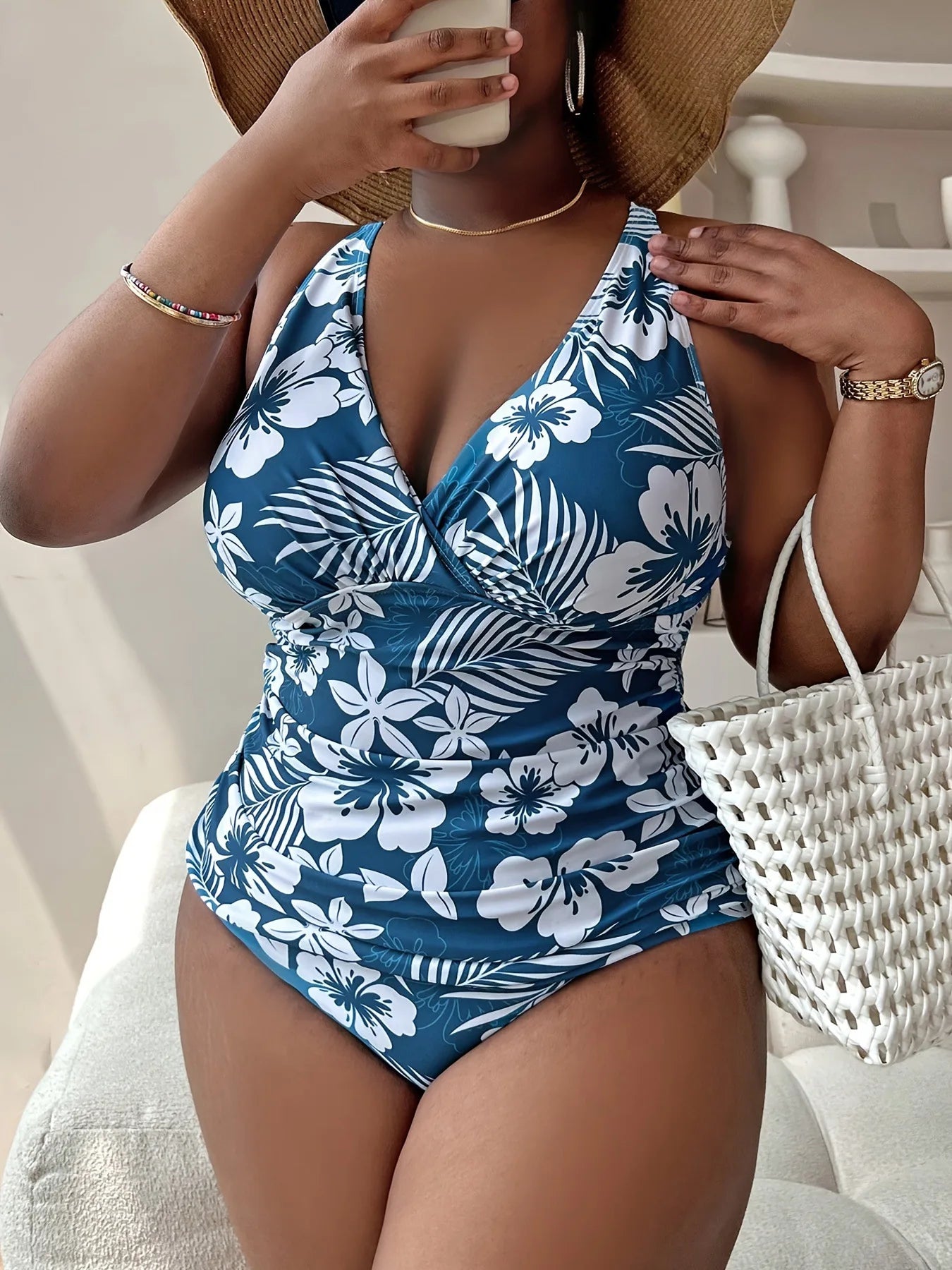 New Bikini Women Plus Size SwimSuit Sexy Scoop Neck High Waist Bathing Suit