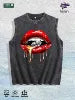 Glam Lips & Diamond Graphic Washed Vest US Warehouse 3 Colors Cotton Tank
