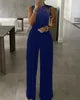 New Arrival Casual Fashion Slim Fit Waist Solid Color Diamond Beaded Plus Size Jumpsuits Elegant Jumpsuit Women