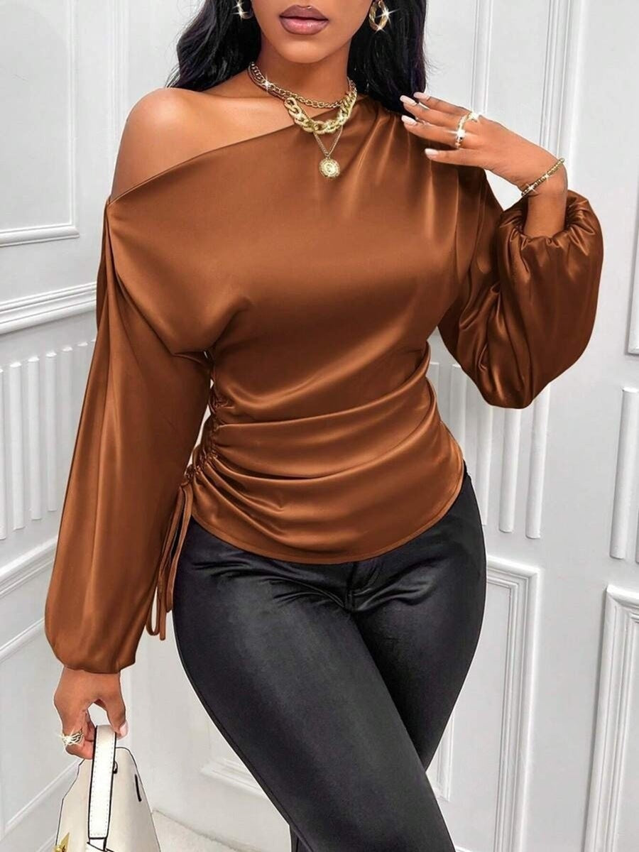 Summer Asymmetrical Long-Sleeved Slope Collar Shirt Top