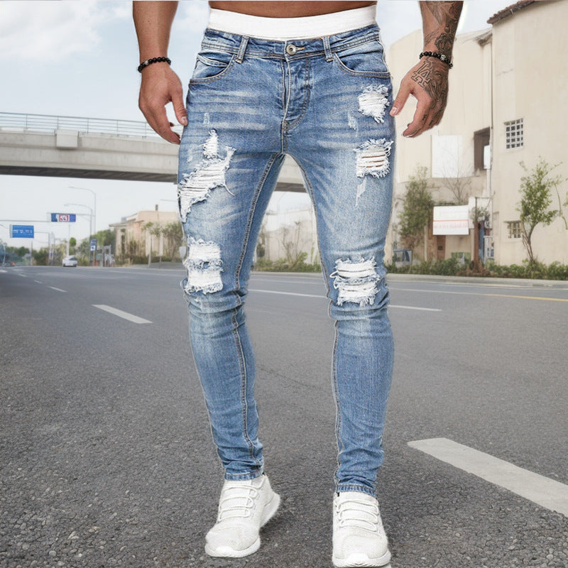American Slim-Fit Men's Jeans with Holes