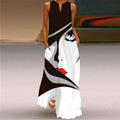 New European and American Spring and Summer Fashion Printed Sexy Pocketed Long Dress