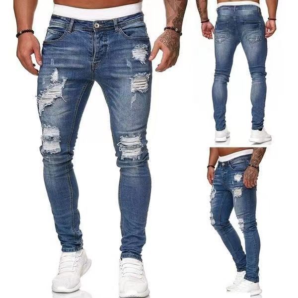 American Slim-Fit Men's Jeans with Holes