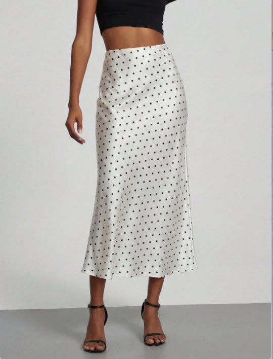 American Style Elegant Satin Midi Skirt Slimming and Flowy