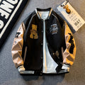 American Embroidered Leather Sleeve Jacket Men's Korean Style Trendyy Baseball Uniform Autum Casual Student Jacket