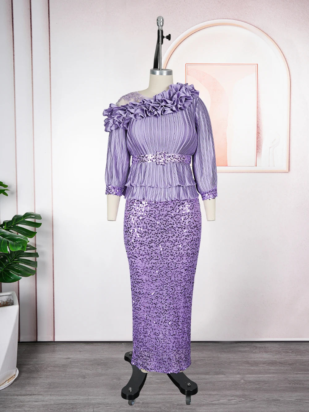 Plus Size African Party Dresses for Women Dashiki Sequin Maxi Long Dress Elegant